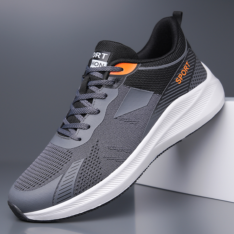 Outdoor Sport Lights - Men Grey Black Mesh Running Sneakers