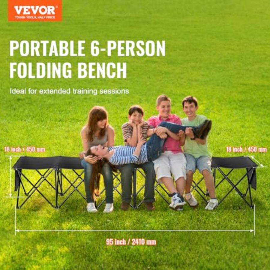 Portable Folding Bench 6 Seats - Outdoor Sport Bench recension och pris